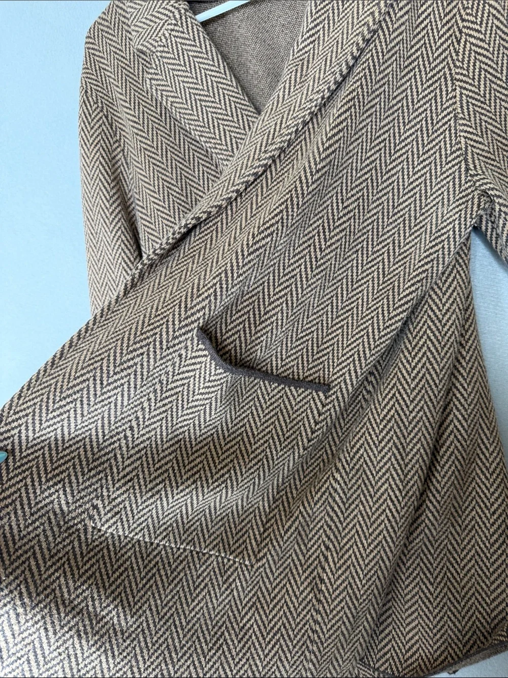 J. Crew Brown and Tan Chevron Knit Sweater cotton wool blend